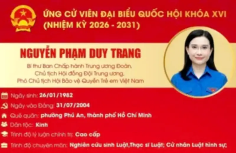 Bà Nguyễn Phạm Duy Trang ứng cử Đại biểu Quốc hội khóa XVI từ tỉnh Bình Thuận