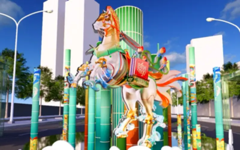 Linh vật Bính Ngọ vươn mình bằng công nghệ 3D gây ấn tượng tại Lễ hội Đường sách Tết