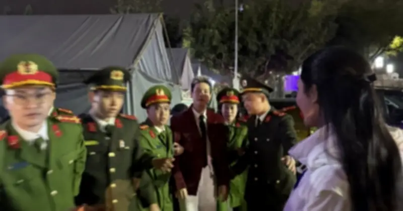Ca sĩ Quân A.P được công an Lạng Sơn hộ tống sau đêm diễn tại Lễ hội Hoa đào