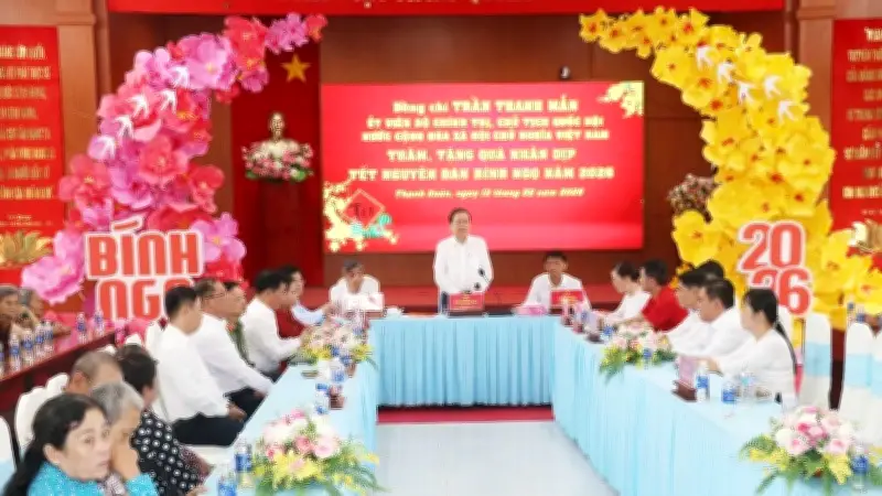 Chủ tịch Quốc hội Trần Thanh Mẫn thăm và chúc Tết tại xã Thạnh Xuân, Cần Thơ