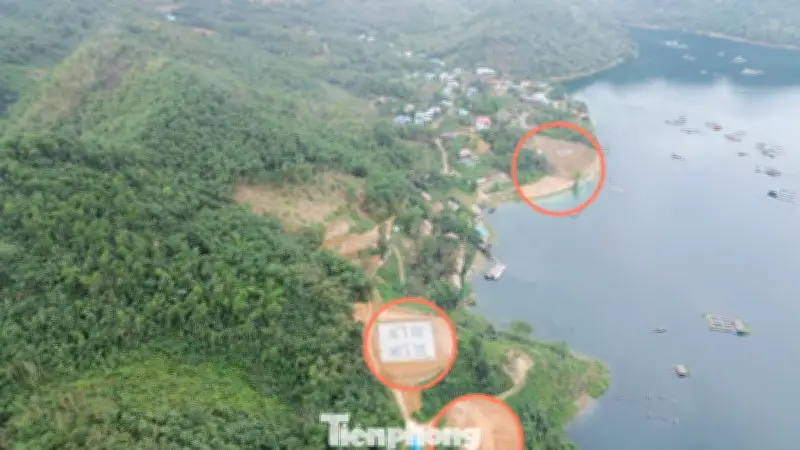 Cận cảnh công trình bạt núi, xây kè lấn chiếm hồ du lịch cấp quốc gia Hòa Bình tại Phú Thọ