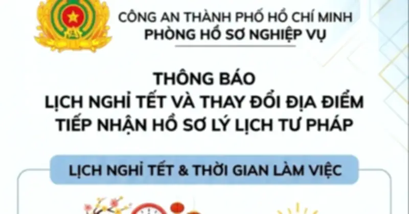 Công an TP.HCM thay đổi địa điểm tiếp nhận lý lịch tư pháp từ 23.2.2026