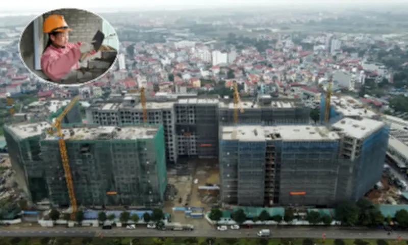 Công trường nhà ở xã hội Kim Chung nhộn nhịp trước Tết, hướng tới bàn giao quý IV/2026