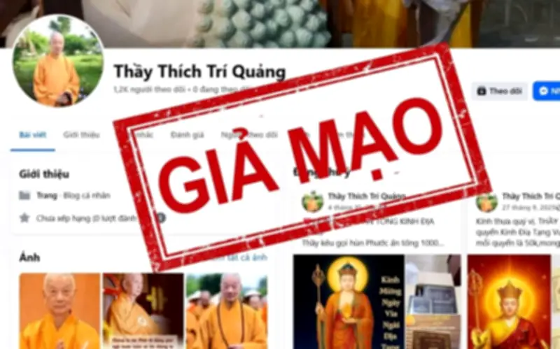 Cảnh báo: Đối tượng mạo danh Hòa thượng Thích Trí Quảng lập Facebook kêu gọi quyên góp trục lợi