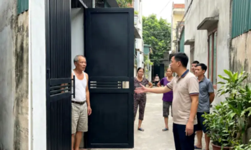 Cánh cổng mở ra đường gây tranh cãi: Vi phạm quy chuẩn xây dựng hay không?