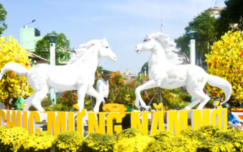 Cặp Bạch Mã Nghinh Xuân 2026 Ở Hà Tiên Gây Ấn Tượng Mạnh Với Du Khách