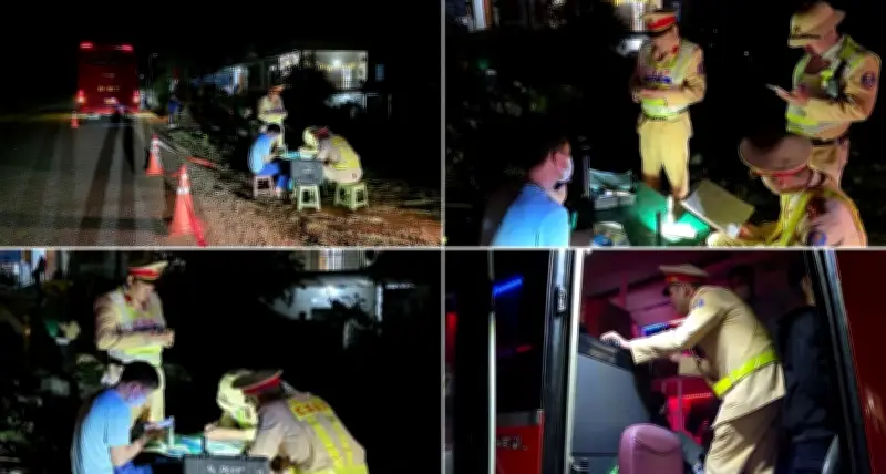 CSGT Thái Nguyên xử lý xe khách 43 chỗ nhồi nhét 63 người trên quốc lộ