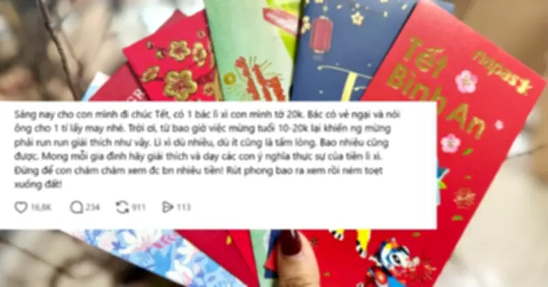 Câu chuyện lì xì 20.000 đồng gây bão mạng: Đừng để tiền làm vấy bẩn tình thâm