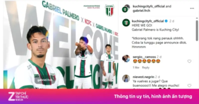 Cầu thủ nhập tịch Malaysia Gabriel Palmero ra mắt CLB Kuching City với nét mặt u sầu