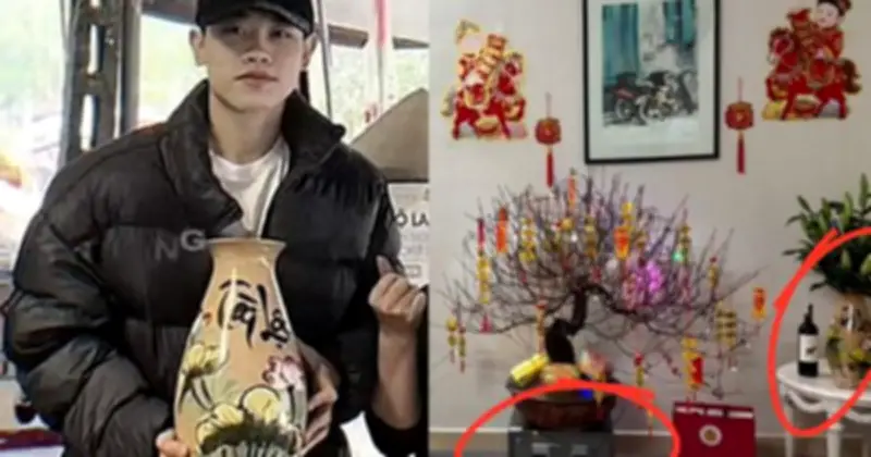 Đình Bắc gây sốt với cách trang trí Tết độc lạ: Hoa đào đặt trên két sắt