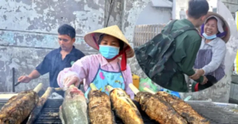 Phố cá lóc nướng Tân Kỳ Tân Quý nhộn nhịp ngày 23 tháng chạp cúng ông Táo