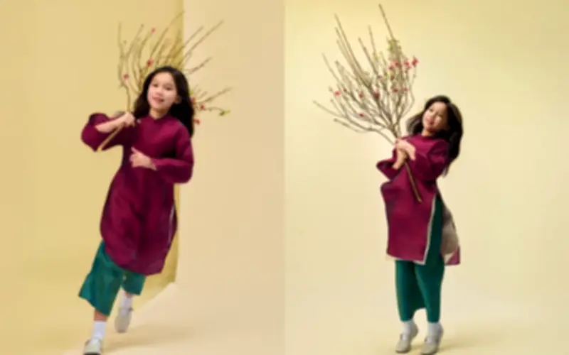 Con gái lai Tây của Hà Anh xuất xinh trong áo dài đón Tết Giáp Thìn