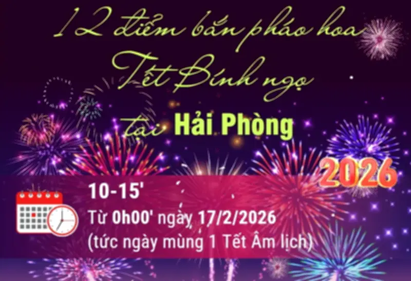 Hải Phòng bắn pháo hoa tại 12 điểm đón Tết Nguyên đán Bính Ngọ