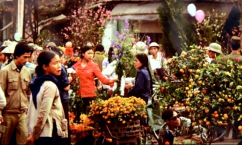 Hình ảnh chợ hoa Tết Hà Nội thập niên 1980 qua ống kính nhiếp ảnh gia nước ngoài