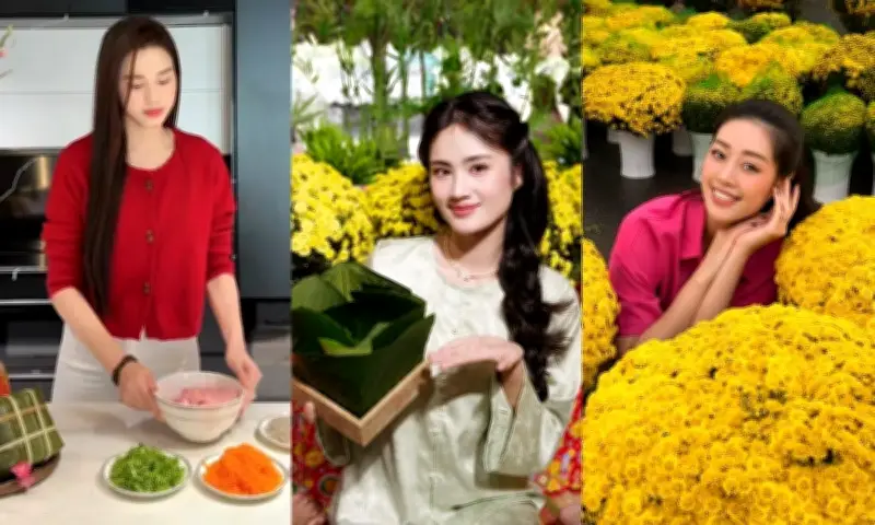 Hoa hậu Việt bận rộn đón Tết: Ý Nhi dọn nhà, Đỗ Thị Hà nấu cỗ, Khánh Vân mua hoa