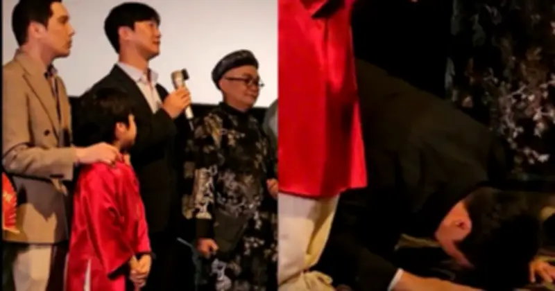 Đại diện Lotte Entertainment quỳ gối cảm ơn khán giả, Mùi Phở thu về hơn 12,9 tỉ đồng