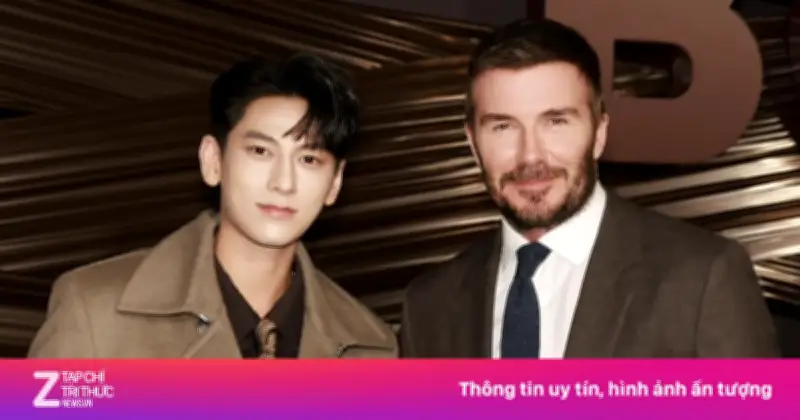 Isaac chụp ảnh cùng David Beckham tại Tuần lễ Thời trang Milan 2026