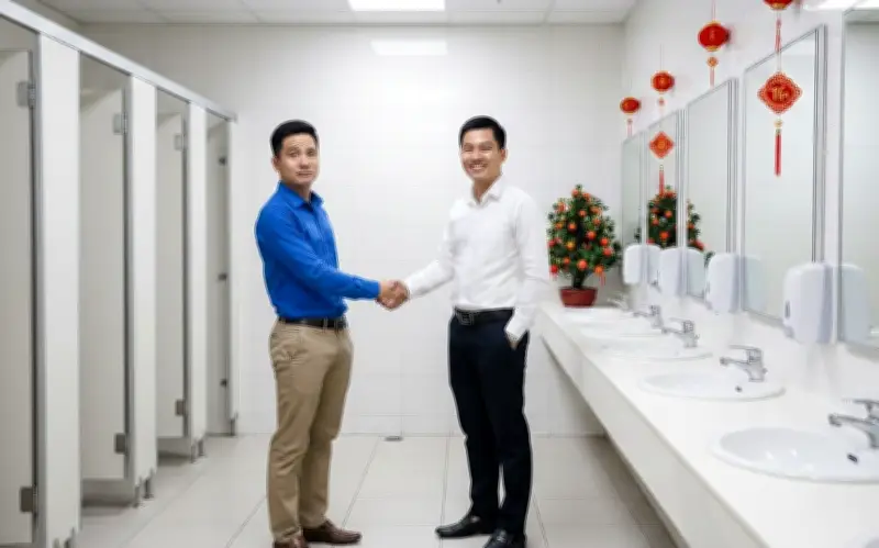 Khó xử khi đồng nghiệp bắt tay chúc Tết ngay trong nhà vệ sinh công sở