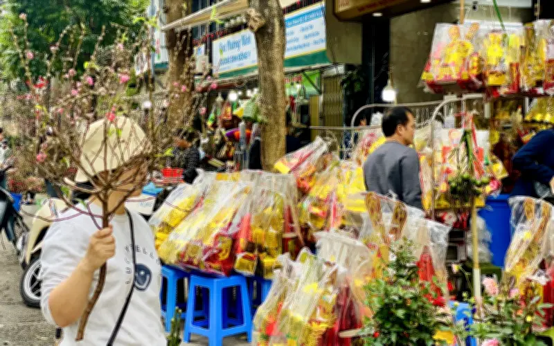 Đào mini giá vài chục nghìn đồng hút khách chơi Tết 2026