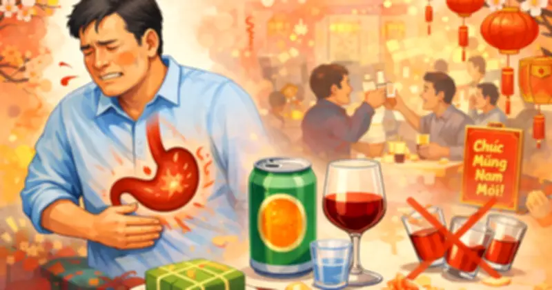 Người viêm loét dạ dày cần cẩn trọng với rượu bia dịp Tết Nguyên đán