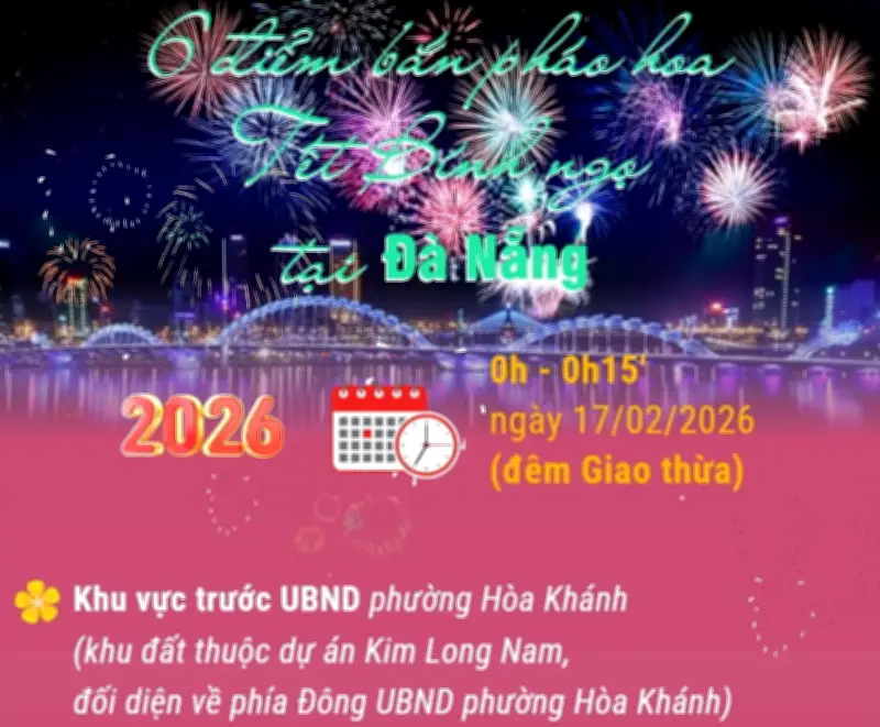 Đà Nẵng công bố 6 điểm bắn pháo hoa đêm Giao thừa Tết Nguyên đán Bính Ngọ
