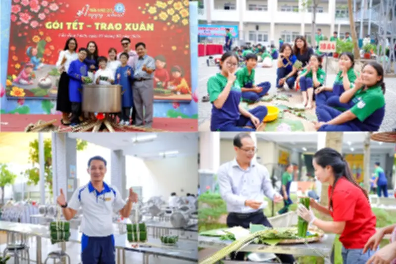 Trường Tiểu học Trần Hưng Đạo và THPT Dương Văn Thì tổ chức ngày hội gói bánh chưng đón Tết