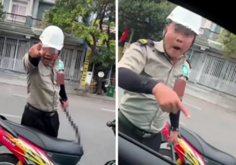 Bảo vệ khu đô thị cầm hung khí thách thức tài xế ô tô ở TPHCM