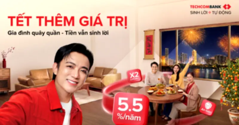 Techcombank Giải Bài Toán Tài Chính Tết: Tiền Nhàn Rỗi Tự Động Sinh Lời 5,5%/Năm