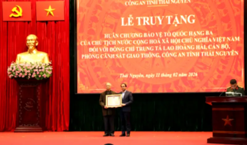 Thái Nguyên truy tặng Huân chương Bảo vệ Tổ quốc cho Trung tá Lao Hoàng Hải