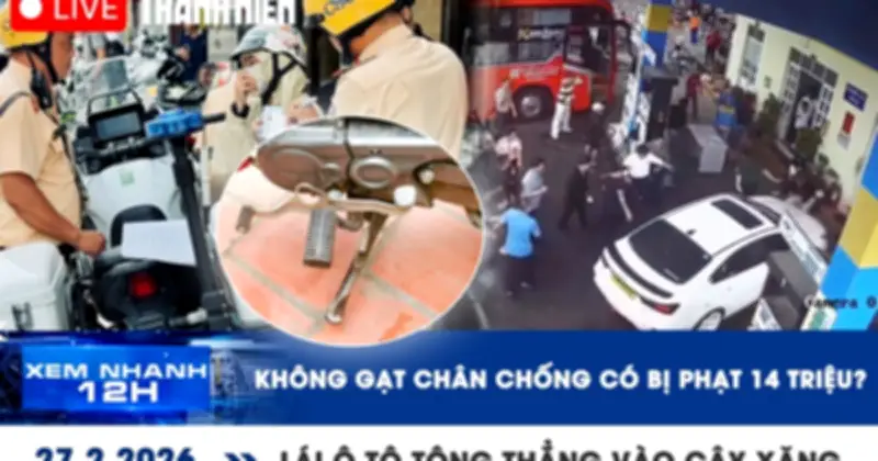 Tài xế không gạt chân chống, ô tô tổng thắng vào cây xăng, bị phạt 14 triệu