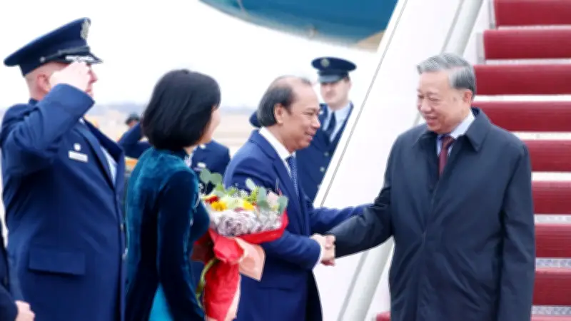 Tổng Bí thư Tô Lâm được đón tiếp trọng thể tại sân bay quân sự Andrews, Washington D.C.