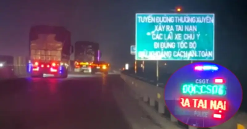 CSGT lập bảng điện tử cảnh báo điểm đen tai nạn giao thông trên cao tốc