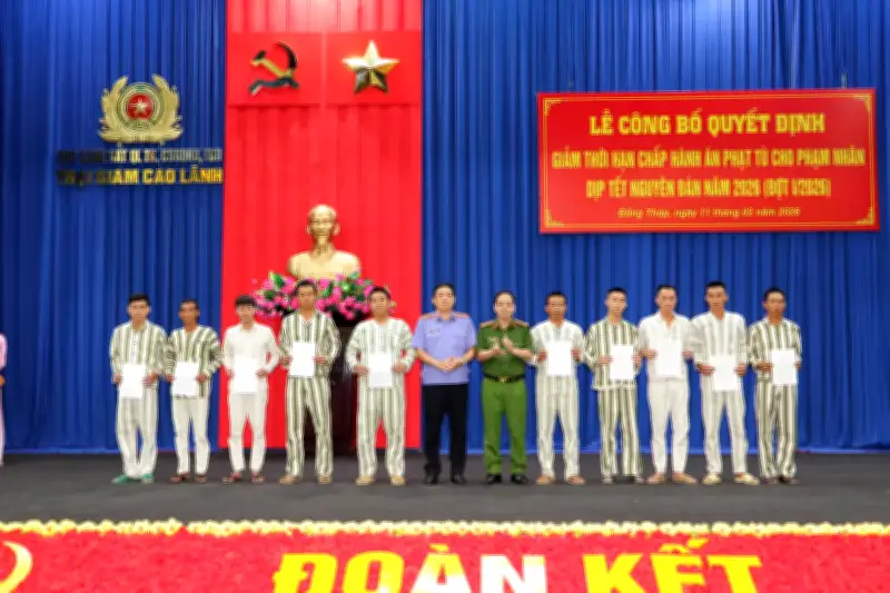 Trại giam Cao Lãnh: 563 phạm nhân được giảm án, kỷ lục ra tù trước thời hạn