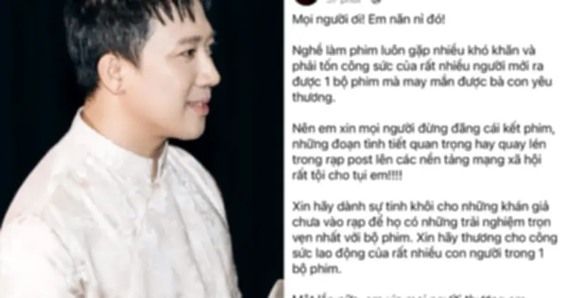 Trấn Thành bày tỏ lo ngại khi phim 'Thỏ ơi' bị quay lén tràn lan trên mạng xã hội