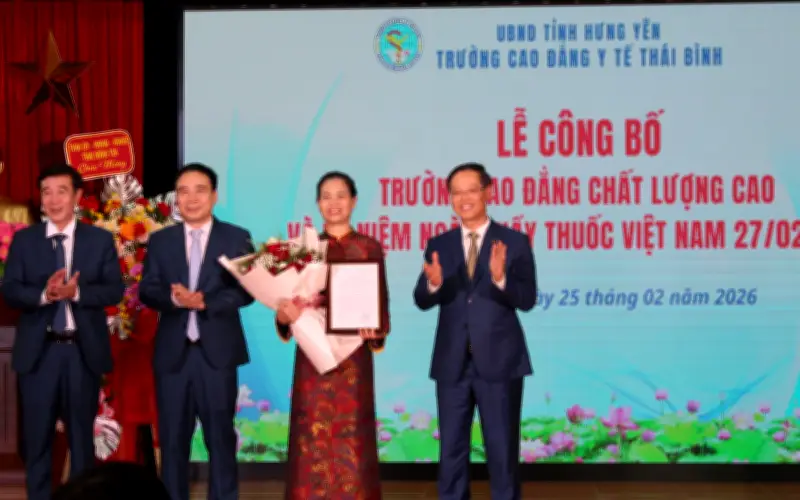 Trường Cao đẳng Y tế Thái Bình Được Công Nhận Chất Lượng Cao Đầu Tiên