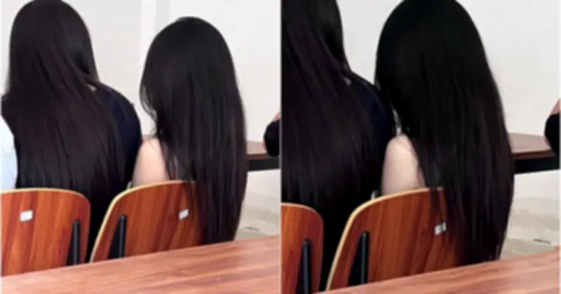 Hình ảnh hai nữ sinh với mái tóc đen dài gây sốt mạng xã hội, khơi gợi vẻ đẹp tự nhiên