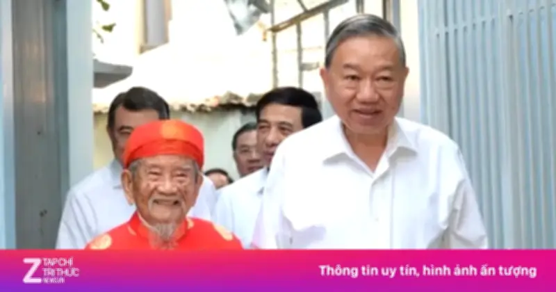 Tổng Bí thư Tô Lâm thăm, chúc Tết nhà nghiên cứu Nguyễn Đình Tư tại TP.HCM