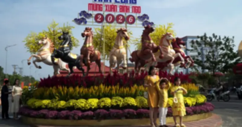 Vĩnh Long khai trương đại cảnh 'Mã vương tụ lộc' và 'Bát mã hưng thịnh' đón Tết Bính Ngọ 2026