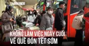 Giao thông ùn tắc, người dân tay xách nách mang rời thủ đô về quê ăn Tết
