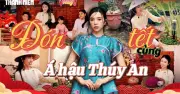 Á hậu Thúy An tận dụng sân thượng làm vườn rau và bếp miền Tây
