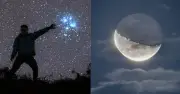 Trăng Thượng Huyền Gặp Cụm Sao Pleiades: Khung Cảnh Thiên Văn Thơ Mộng Trên Bầu Trời Đêm