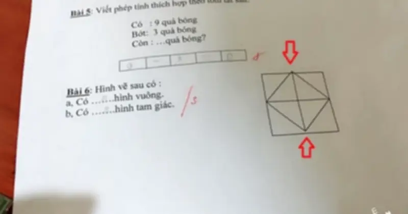 Bài Toán Đếm Hình Lớp 1 Gây Tranh Cãi: Phụ Huynh Bối Rối Vì Đáp Án 'Hack Não'