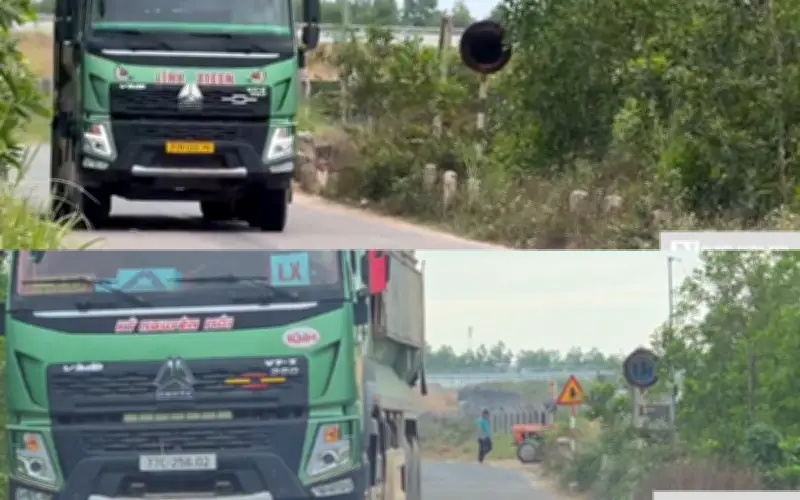 Biển Cấm Tải Trọng Bị Bôi Đen, Xe Tải Lớn Tha Hồ Lưu Thông Trên Đường ĐH21