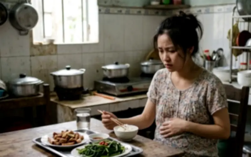 Chồng đi làm xa, tôi lủi thủi bên mâm cơm tiết kiệm của mẹ chồng khi ốm nghén