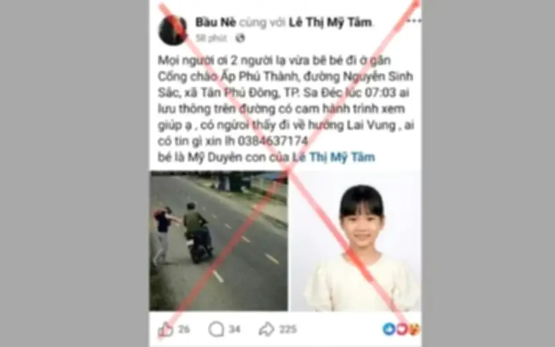 Công An Đồng Tháp Xác Minh Tin Giả Về Bắt Cóc Trẻ Em Trên Mạng Xã Hội