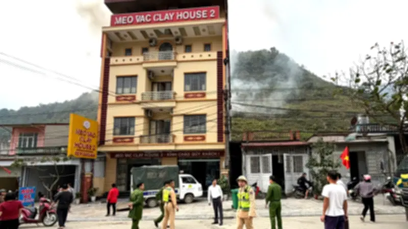 Cảnh sát Tuyên Quang giải cứu 400 khách nước ngoài khỏi đám cháy khách sạn Mèo Vạc Clay House 2