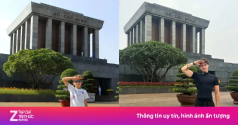 Du khách Pháp tái hiện ảnh chụp trước Lăng Bác sau 13 năm gây sốt mạng xã hội