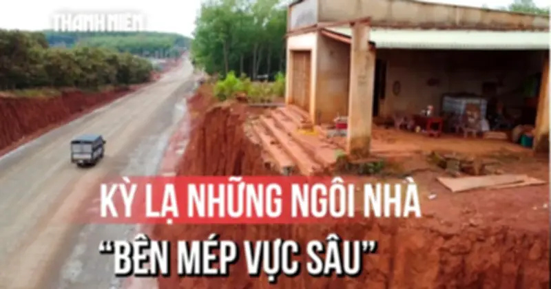 Hạ cốt nền đường Đồng Nai, nhiều nhà dân chênh vênh bên mép vực sâu