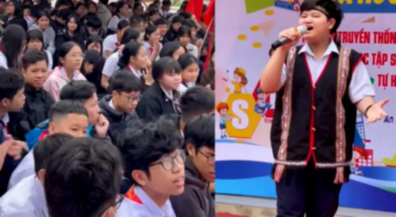 Học sinh THCS Phan Bội Châu hát 'Tiếng đàn Ta Lư' gây xúc động trong lễ chào cờ