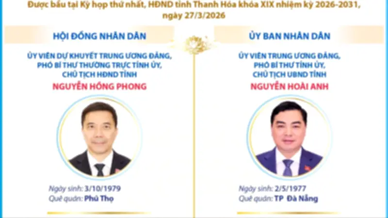 HĐND và UBND tỉnh Thanh Hóa công bố nhân sự lãnh đạo chủ chốt nhiệm kỳ 2026-2031